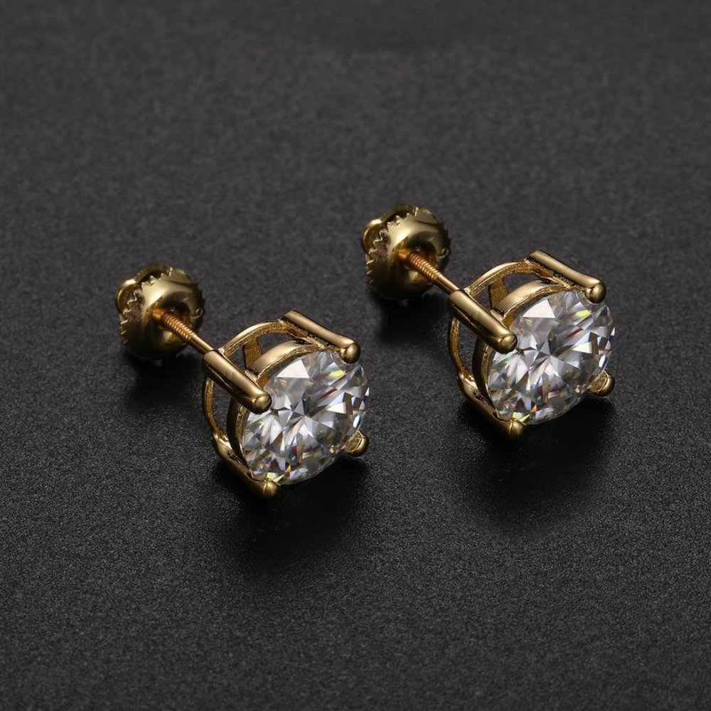Certified 2ct. t.w. Moissanite Diamond Round Stud Earrings NEW - Picture 5 of 15